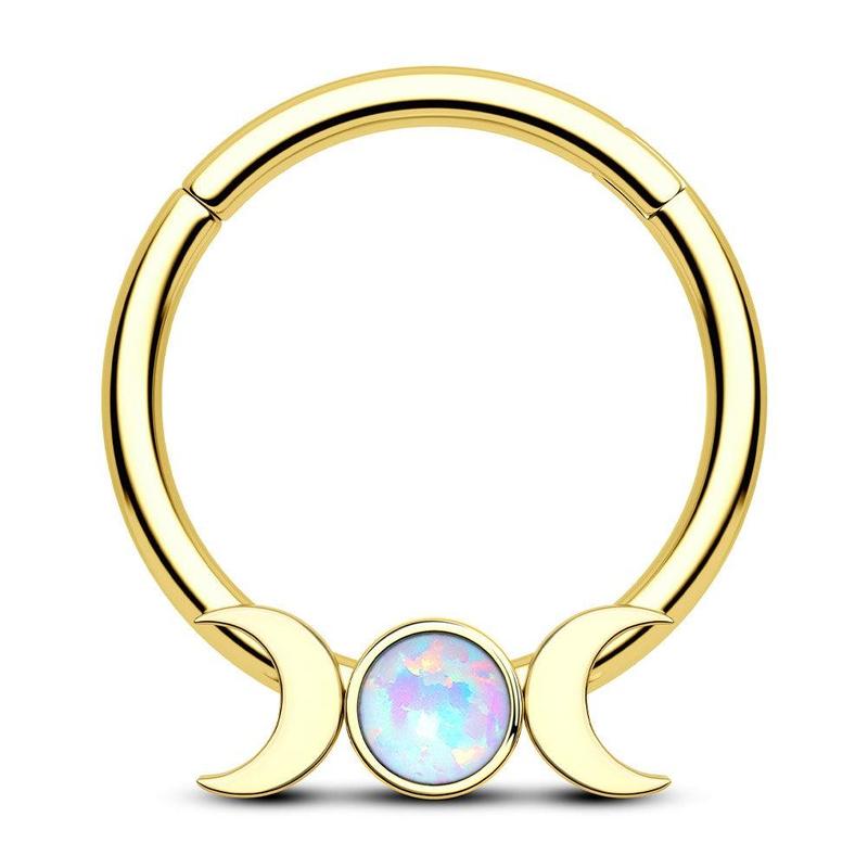 Oufer 16G Moon Phase Hinged Segment Septum Ring Hoop