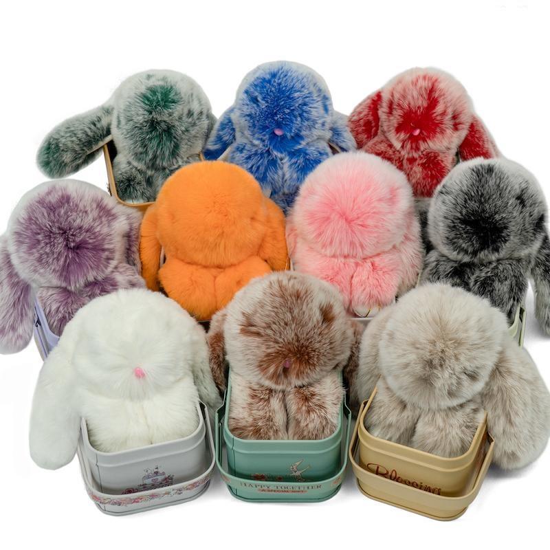 Soft Cute Pompom LuLU Bunny Keychains WithTin Box, Handmade Plushies for Phone Bag Car -Christmas and Birthday Gifts for Women and Girls