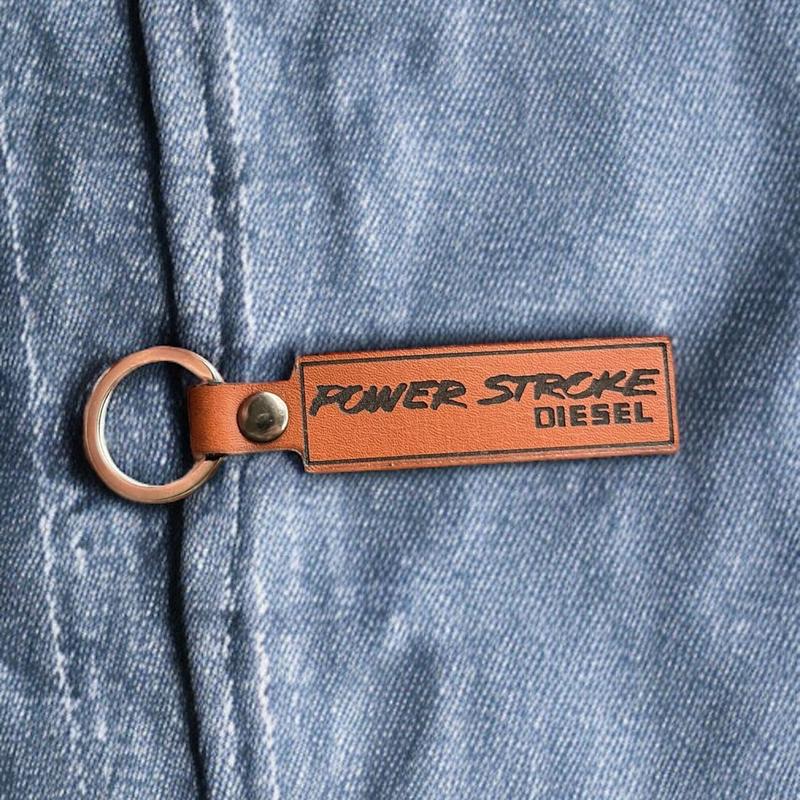 Power Stroke Genuine Leather Keychain for Diesel Trucks