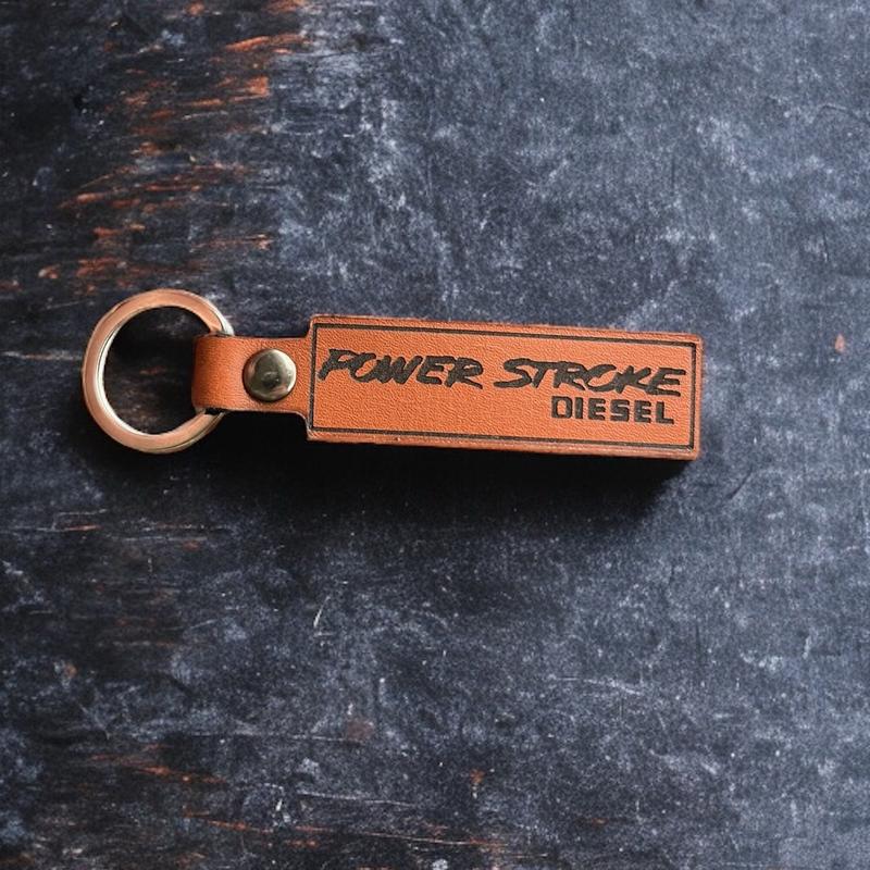 Power Stroke Genuine Leather Keychain for Diesel Trucks