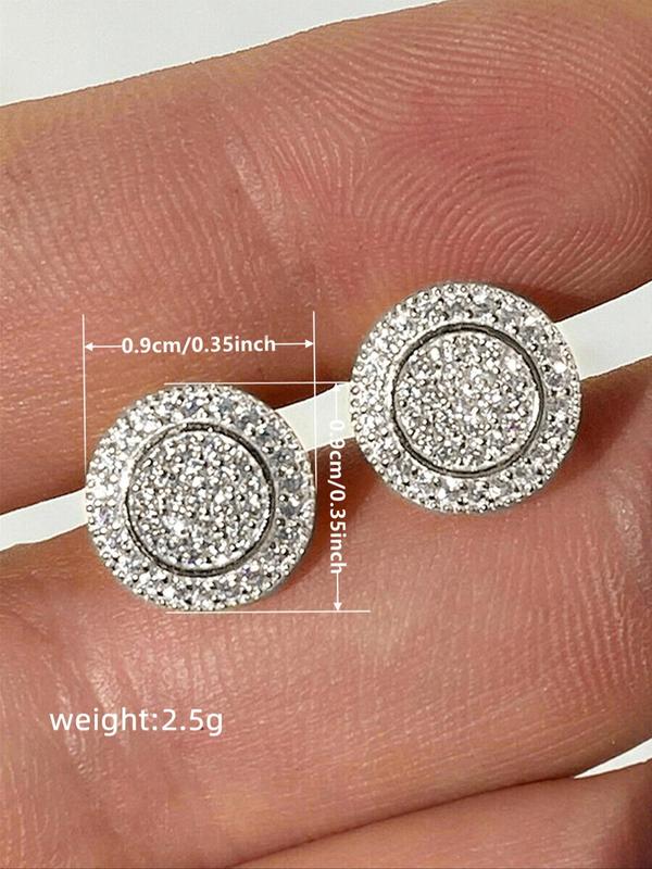 Fashion Rhinestone Decorated Round Shaped Earrings for Women, Luxury Anniversary Wedding Party Earrings, Cute Accessories As Gifts for Women