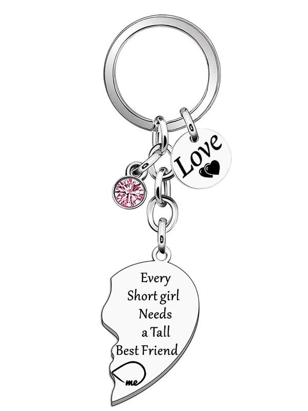 Best Friend Themed Keychain, Fashionable Heart Shaped Stainless Steel Keychain for Women, Trendy All-match & Exquisite Keychain for Birthday Gift