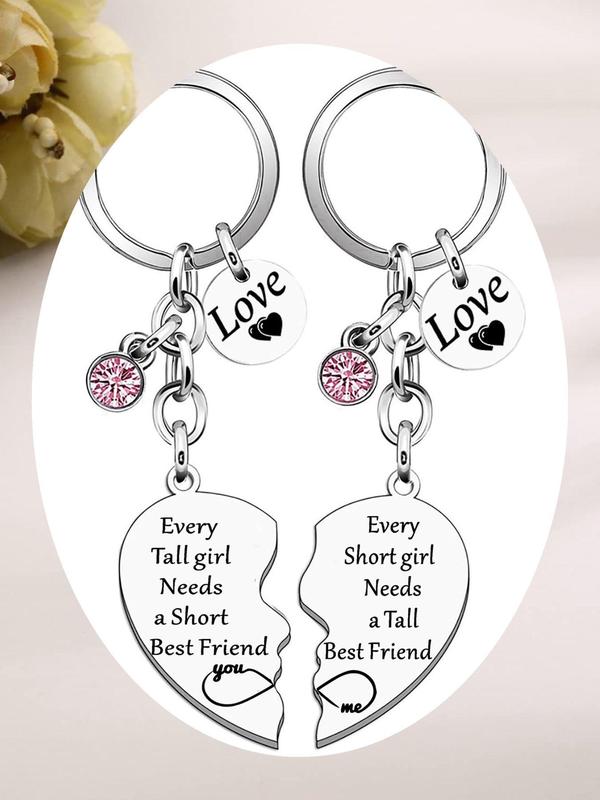 Best Friend Themed Keychain, Fashionable Heart Shaped Stainless Steel Keychain for Women, Trendy All-match & Exquisite Keychain for Birthday Gift