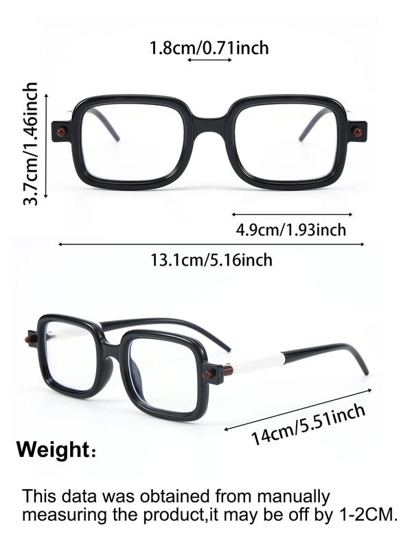 Unisex Simple Style Plain Color Square Frame Eyeglasses, Trendy Casual Eyeglasses for Everyday Use, Fashion Accessories for Outdoor Activities