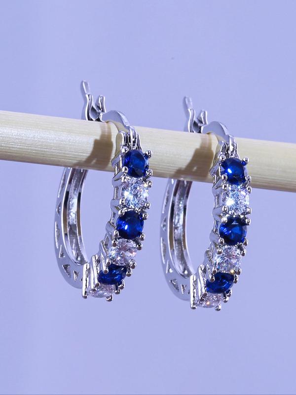 Women's Elegant Rhinestone Decorated Hoop Earrings, Exquisite Trendy Hoop Earrings, Gorgeous Jewelry As Birthday Gift for Girlfriend