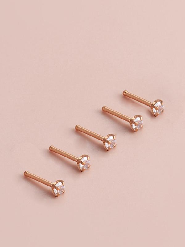 Rhinestone Decorated Nose Studs, 25pcs Artificial Zircon Nose Ring, Body Jewelry for Women & Men, Fashion Trendy Exquisite Jewelry for Party for Gift