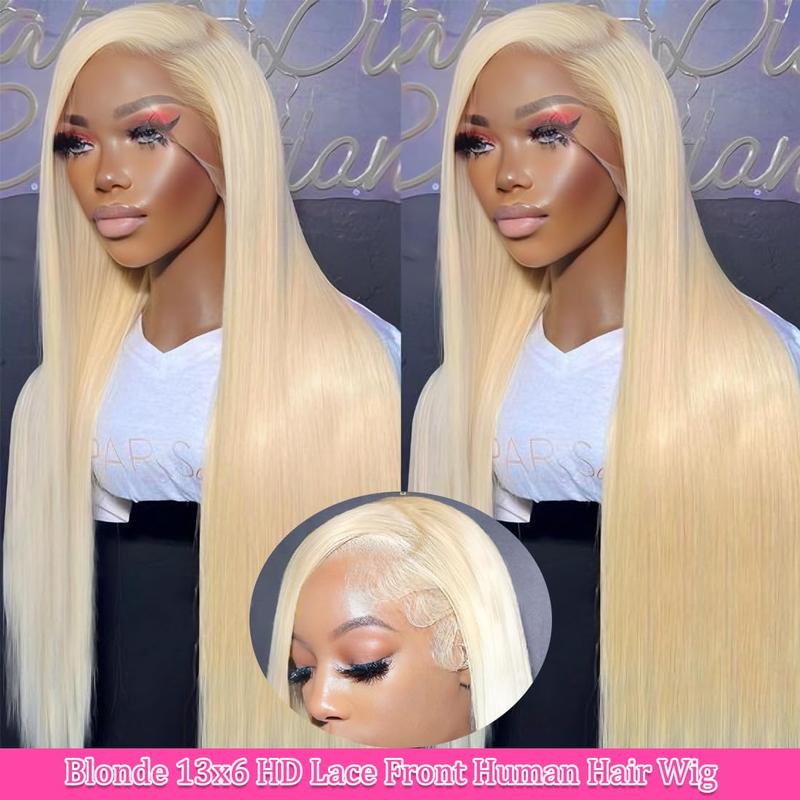 Mamushow 13x6 Blonde Lace Frontal Wigs Human Hair 180% Density 613 Straight Hd Transparent Lace Frontal Wig Pre Plucked With Baby Hair