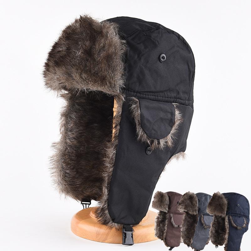 Foreign Trade Ushanka Men's and Women's Winter Warm Ear Protection Hat Water-Repellent Cloth Taslan Outdoor Ski Cap Cross-Border Factory