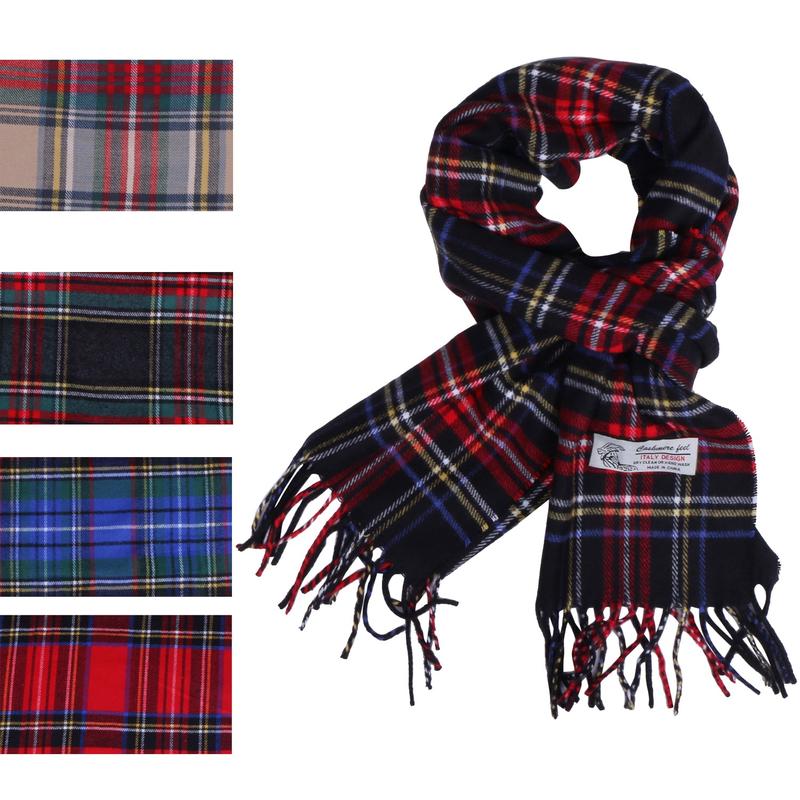 Unisex's Scott Tartan Plaid Scarves Cashmere Feel Classic Warm Soft Scarf with Fringes