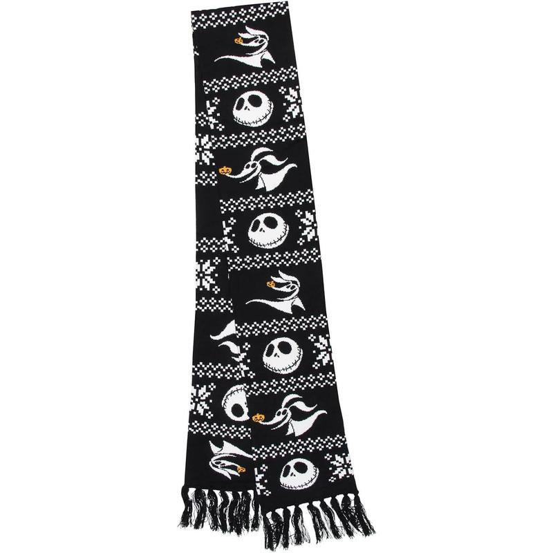 The Nightmare Before Christmas Jack Skellington and Zero Beanie Scarf Set Black