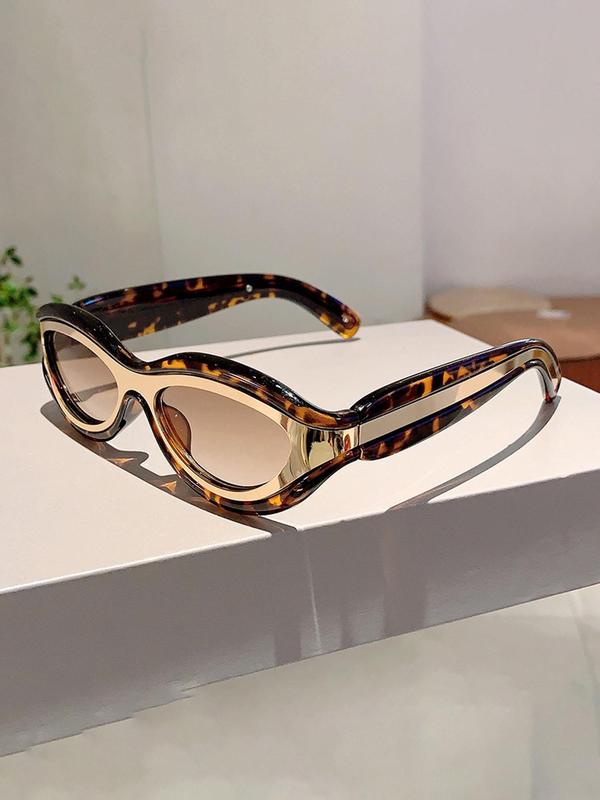 Unisex Fashionable Leopard Print Cat Eye Frame Sunglasses, Summer Trendy Casual Sunglasses for Everyday Use, Fashion Accessories for Outdoor Activities