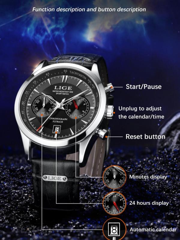 Men's Business Round Dial Analog Quartz Watch, with Box, Calendrier Watch for Party, Daily Clothing Decor, Trendy Exquisite Watch for Birthday Gift