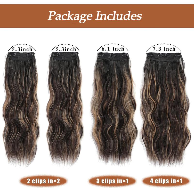 BlackFriday Clip in Hair Extensions Long Wavy Hair Extensions for Women Synthetic Hairpieces for Thin Hair Natural Hair Clip ins for Girls Daily Party Use Event Straight Hair Piece with Clips Easy to Wear Hair Extension