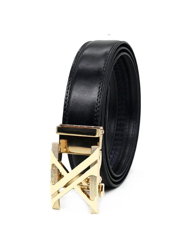 Solid Color Automatic Buckle Belt, Casual Waistband for Men, Fashion Belt for Daily Clothing Decoration, Trendy All-match & Exquisite Belt for Birthday Gift