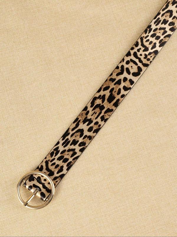 Fashion Leopard Pattern PU Buckle Belt, Casual Waistband for Jeans Trousers, Trendy All-match & Exquisite Belt for Birthday Gift