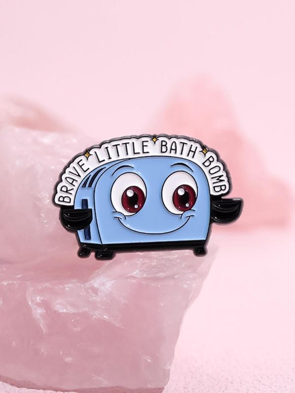 Cartoon Toaster Design Brooch Set, Letters Decor Cute Enamel Pin Suitable for Backpacks, Jeans, Scarves, Hats Decoration, Fashion Accessories for Women & Men