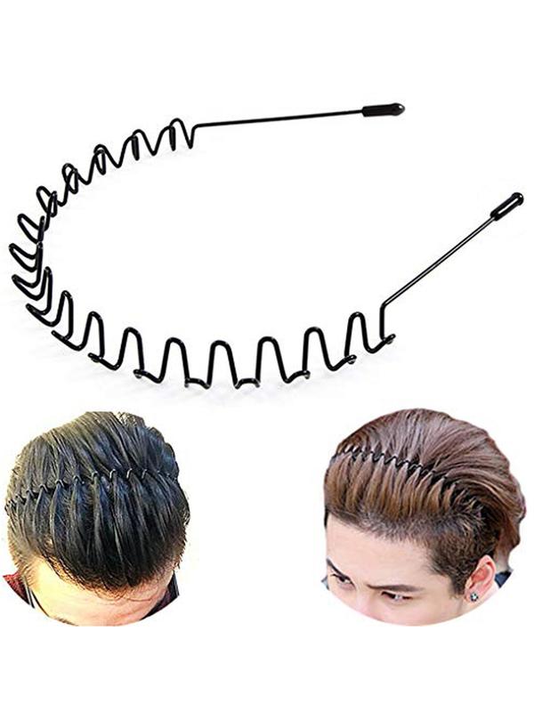 2pcs Simple Wave Design Iron Hair Hoop, Casual Outdoor Sports Headband for Men & Women, Minimalist Hairwear for Daily Used