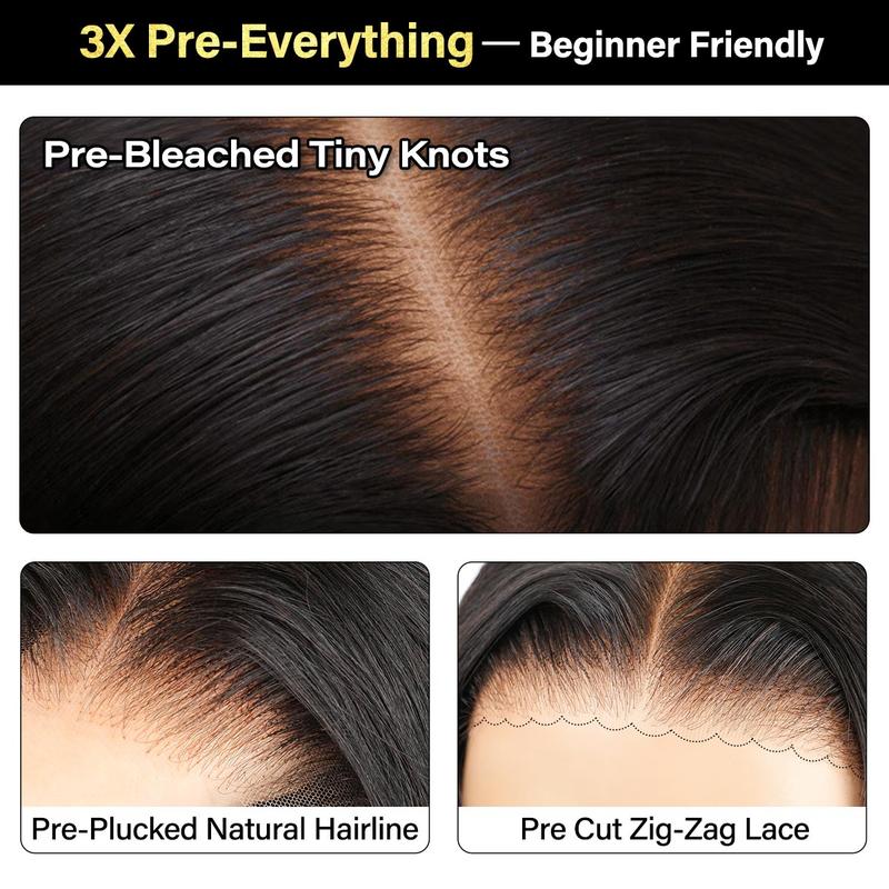 [NEW IN] OQ HAIR Wear And Go Glueless Wigs Bleached Tiny Knots Pre Cut 7x5 HD Lace Straight Lace Front Human Hair Wigs