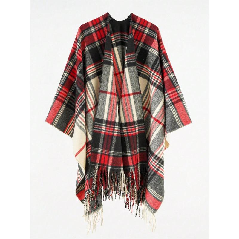 Fashion New Style 1pc Poncho Women Shawl Fashionable Plaid Pattern Warm Scarf Shawl, Christmas Gifts, Thanksgiving Gifts, Birthday Gifts