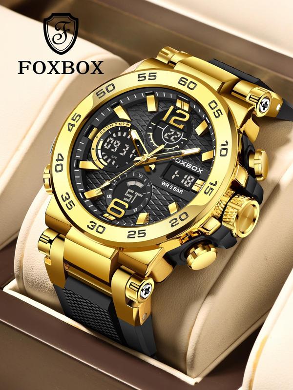 Men's Business Fashion Digital Watch, Summer Durable Watch for Party, Daily Clothing Decor, Trendy Multifunctional Watch for Birthday Gift with Box, for Fall