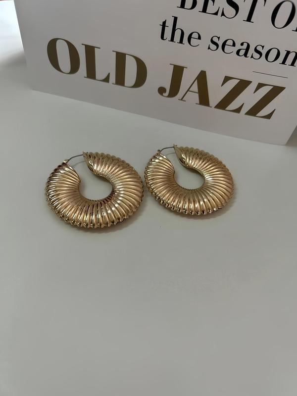 Hollow Out Textured Hoop Earrings, Fashionable Casual Matching Earrings Vintage Jewelry for Women, Classic Fashion Punk Accessories for Daily Wear