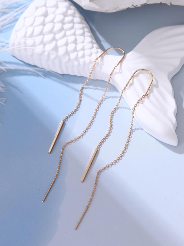 Simple Chain Tassel Design Dangle Earrings (2pcs), Sweet Fashion Jewelry for Women, Casual Jewelry for Party, Daily Clothing Decor, Trendy All-match & Exquisite Jewelry for Birthday Gift