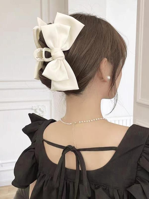 Women's Elegant Bowknot Design Hair Claw Clip, Minimalist Elegant Plain Easy Grasping Hair Claw for Daily Use, Fashion All-match Hair Accessories