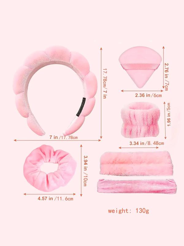 Women's Cute Hair Band & Wristband & Headband & Hair Tie, 7pcs set Simple Style Plain Color Hair Accessories Set, Versatile Hair Accessories for Daily Use