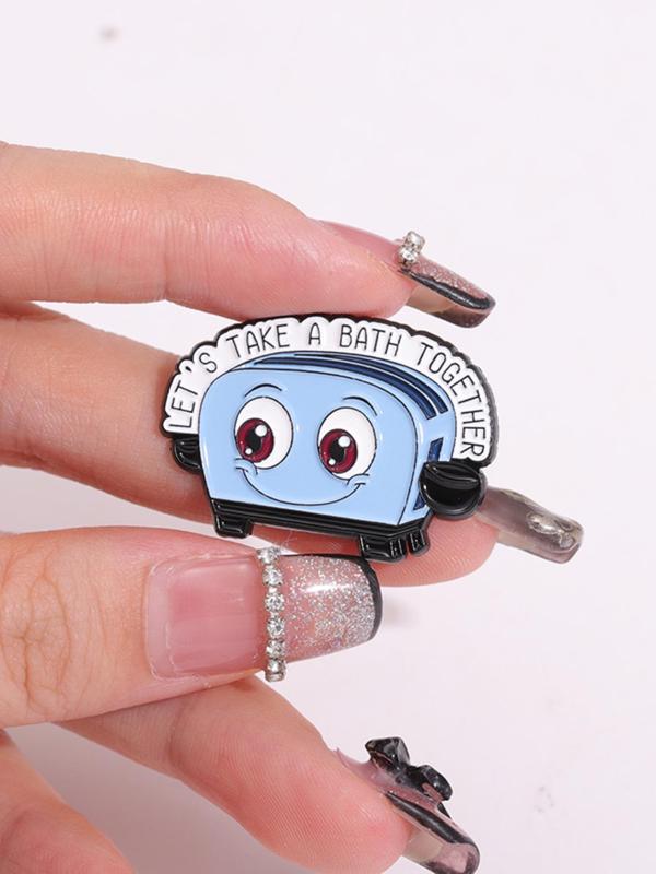 Cartoon Toaster Design Brooch Set, Letters Decor Cute Enamel Pin Suitable for Backpacks, Jeans, Scarves, Hats Decoration, Fashion Accessories for Women & Men