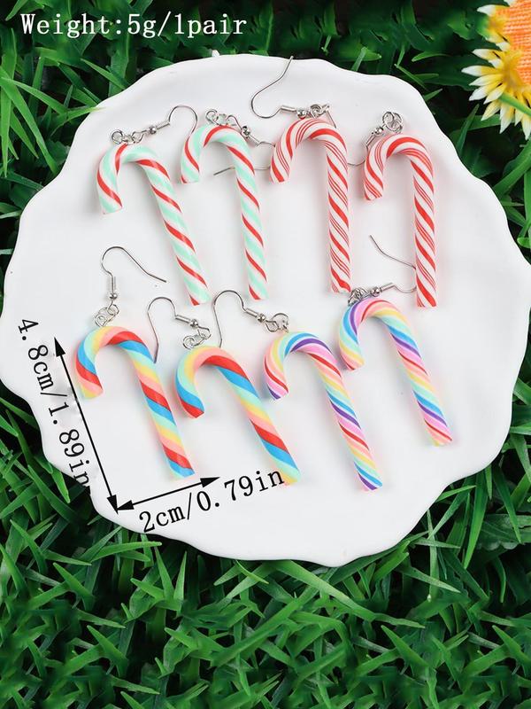 Cute Candy Design Dangle Earrings, Colorful Candy Cane Design Dangle Earrings, Fashion Jewelry Accessories for Women & Girls