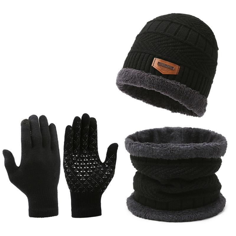 Winter Knitted Warm Suit, 1 Set Warm Beanie & Scarf & Gloves for Outdoor Walking Cycling Running, Outdoor Sports Accessories for Men & Women, Outdoor Accessories, Christmas Gift