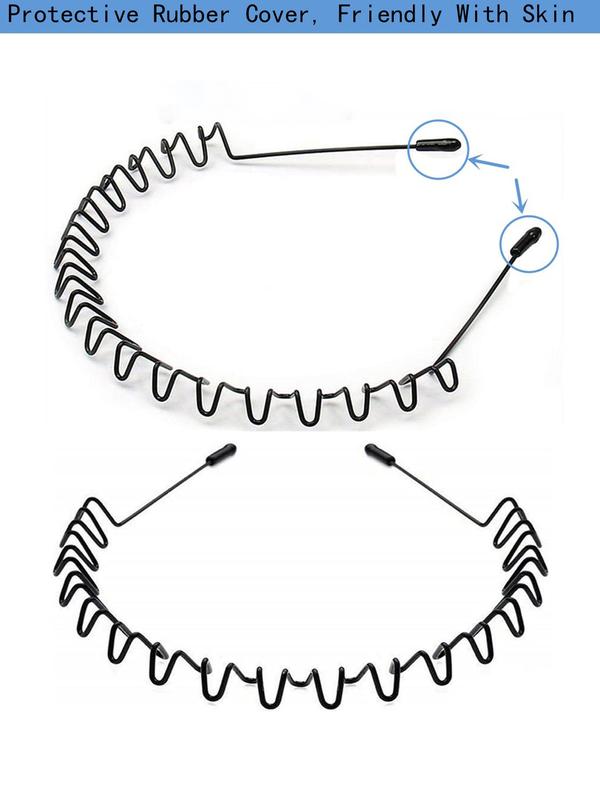2pcs Simple Wave Design Iron Hair Hoop, Casual Outdoor Sports Headband for Men & Women, Minimalist Hairwear for Daily Used