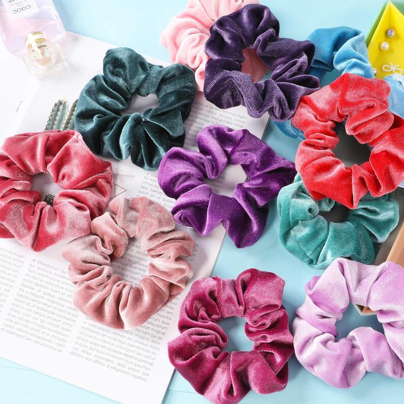 Scrunchies for , 12 count  Scrunchies for Hair, Soft Ponytail Holder, Cute Colors Elastic Hair Bands for Teens and Women