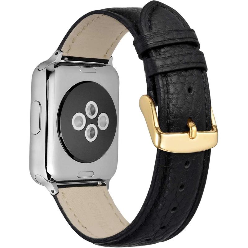 Watch Band 18mm, Quick Release Textured Padded Leather Straps with  Buckle for Men and Women (Black)