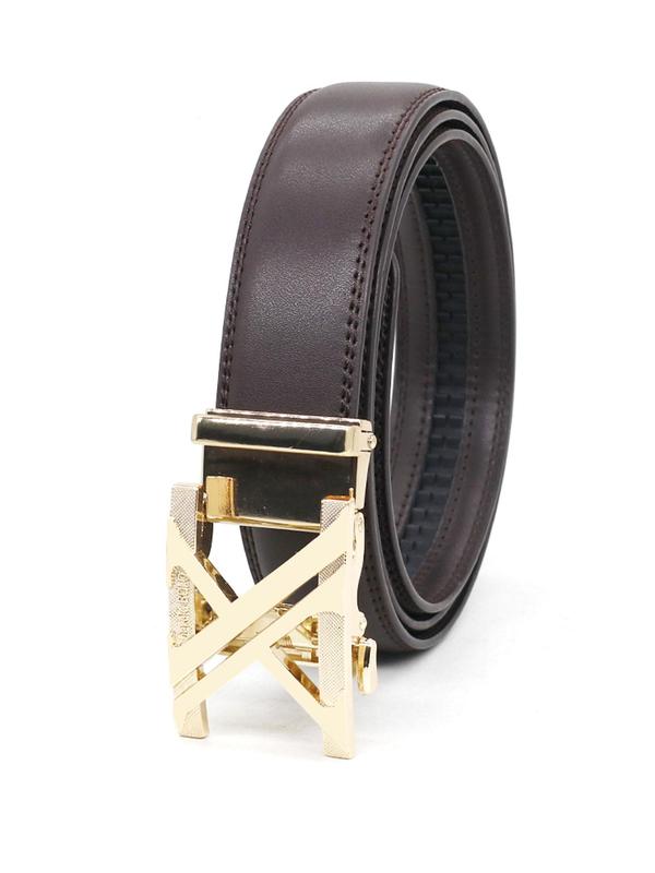 Solid Color Automatic Buckle Belt, Casual Waistband for Men, Fashion Belt for Daily Clothing Decoration, Trendy All-match & Exquisite Belt for Birthday Gift