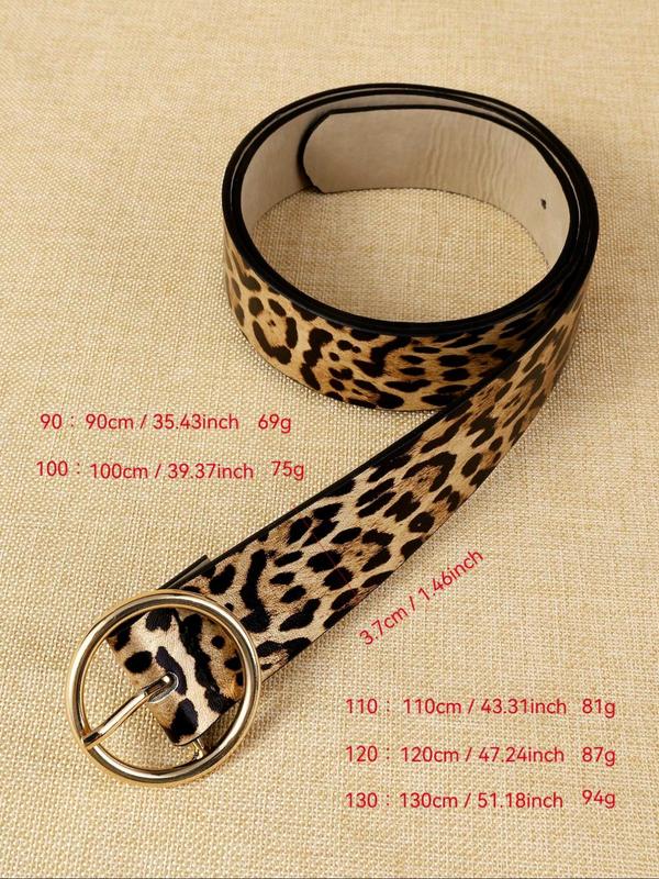 Fashion Leopard Pattern PU Buckle Belt, Casual Waistband for Jeans Trousers, Trendy All-match & Exquisite Belt for Birthday Gift