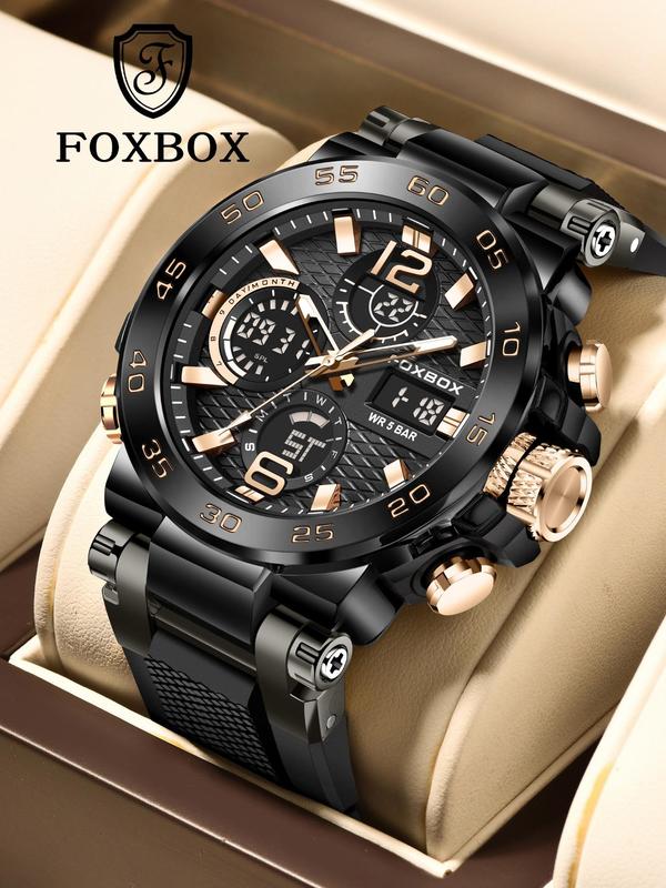 Men's Business Fashion Digital Watch, Summer Durable Watch for Party, Daily Clothing Decor, Trendy Multifunctional Watch for Birthday Gift with Box, for Fall