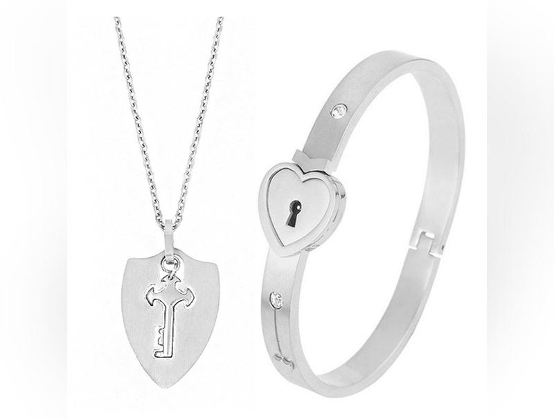 Fashion Jewelry Titanium Steel Couple Love Lock, Bracelet, Key Set, Necklace