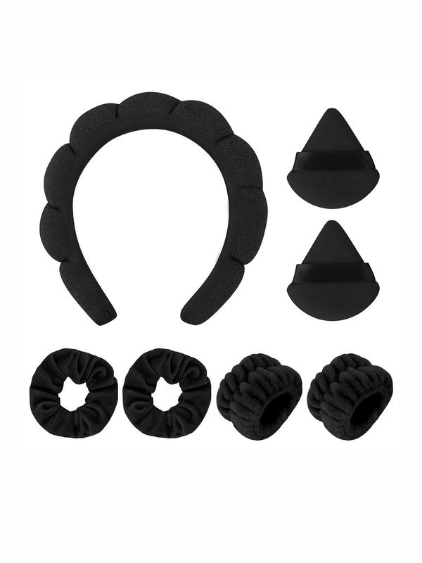 Women's Cute Hair Band & Wristband & Headband & Hair Tie, 7pcs set Simple Style Plain Color Hair Accessories Set, Versatile Hair Accessories for Daily Use