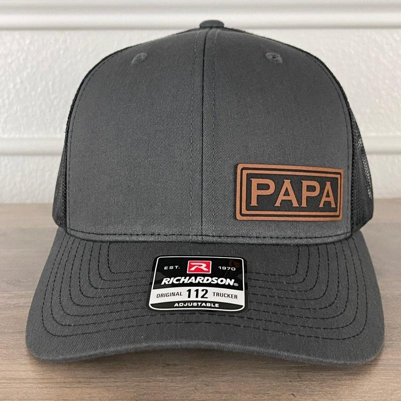 PAPA Side Leather Patch Hat Charcoal Black