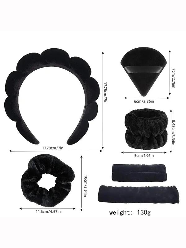 Women's Cute Hair Band & Wristband & Headband & Hair Tie, 7pcs set Simple Style Plain Color Hair Accessories Set, Versatile Hair Accessories for Daily Use