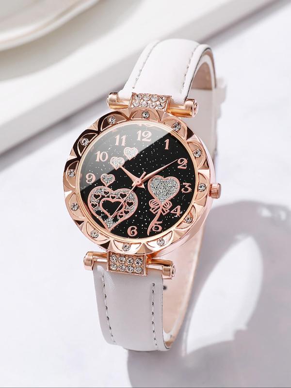 Women's Fashion Casual Rhinestone Decorated Round Dial Watch, Fashion Watch for Party, Daily Clothing Decor, Trendy All-match Watch for Birthday Gift without Box