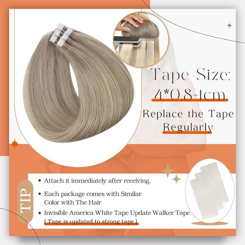 Full Shine Tape in Hair Extensions Seamless Skin Weft Human Hair Extensions 20 Pcs 50 Gram for Women