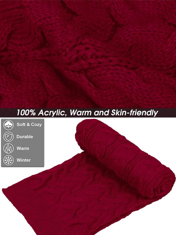 4 Packs Winter Warm Set Knitted Pompom Hat Scarf Touch Screen Gloves Ear Warmer 4 In 1 Set for Men or Women