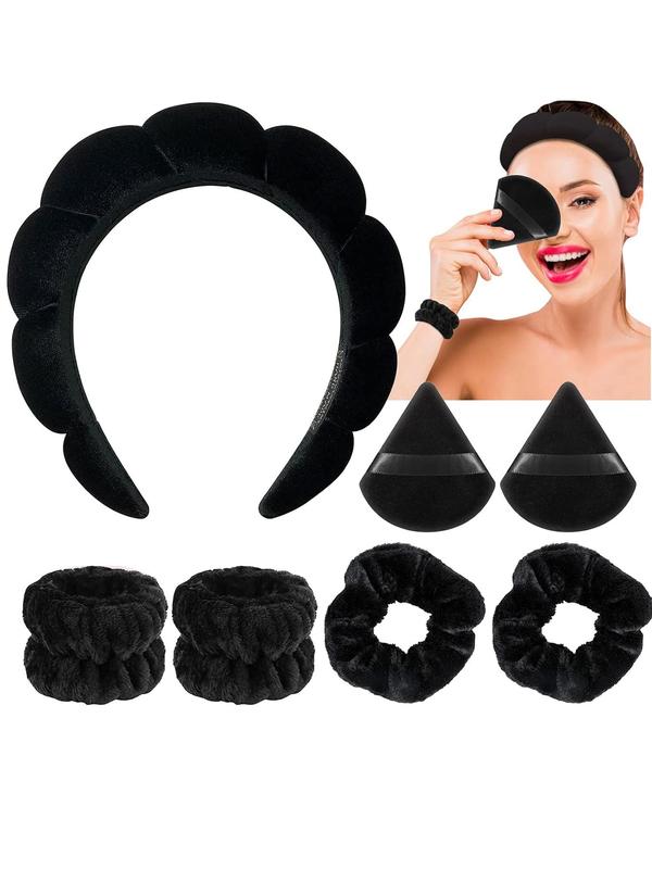 Women's Cute Hair Band & Wristband & Headband & Hair Tie, 7pcs set Simple Style Plain Color Hair Accessories Set, Versatile Hair Accessories for Daily Use