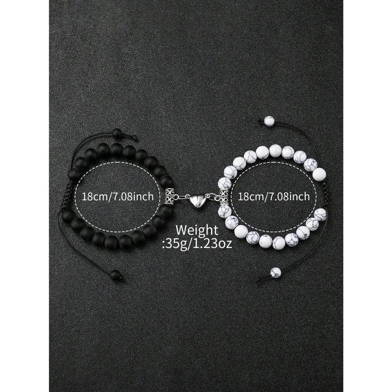 Fashion New Style 4pcs Set Couple's Fashionable and Concise Digitally Indexed Dial Quartz Wristwatch + Heart Shaped Beaded Bracelet Set As A Gift for Students Returning To School