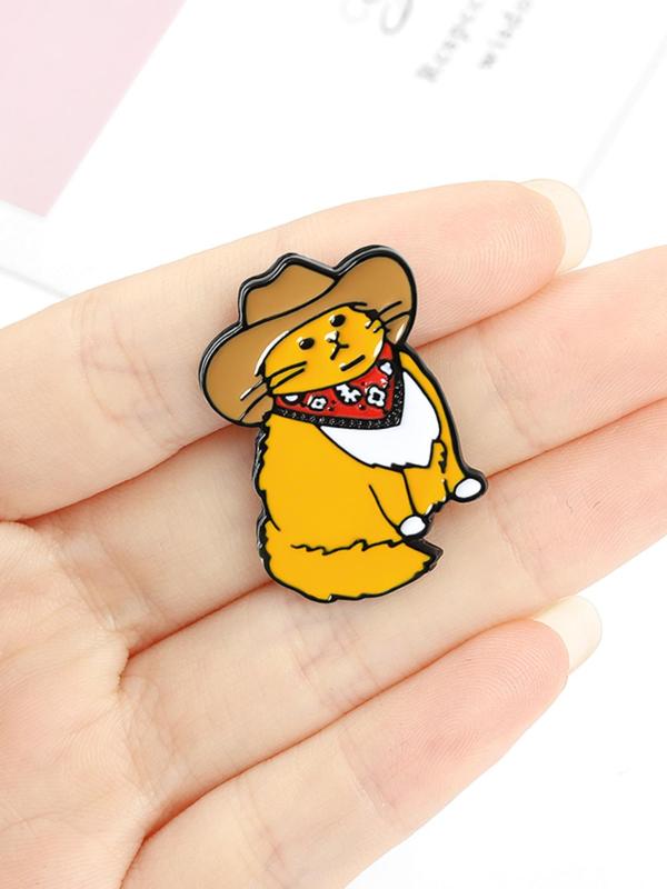 Men & Women Cute Cartoon Cat Design Summer Brooch Pin, Trendy Casual Summer Clothes Accessories, Perfect for Students Bag Decoration, Gift