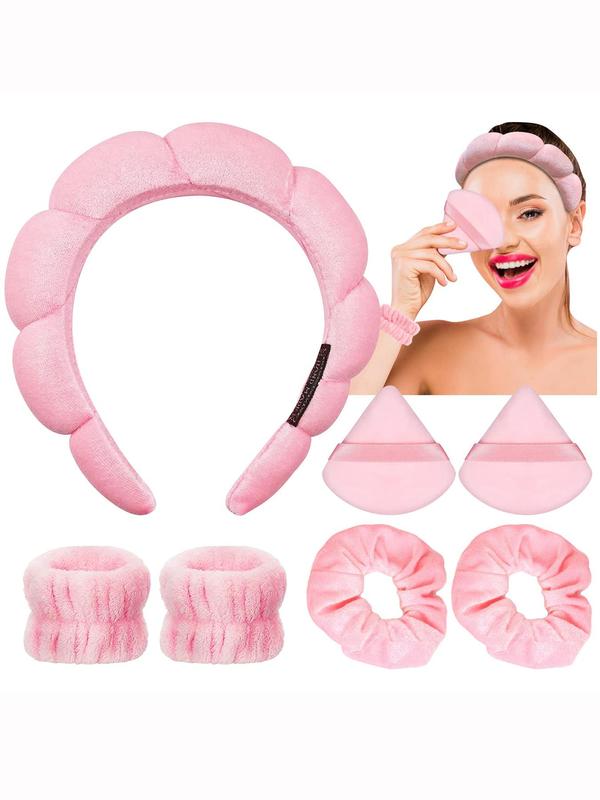 Women's Cute Hair Band & Wristband & Headband & Hair Tie, 7pcs set Simple Style Plain Color Hair Accessories Set, Versatile Hair Accessories for Daily Use