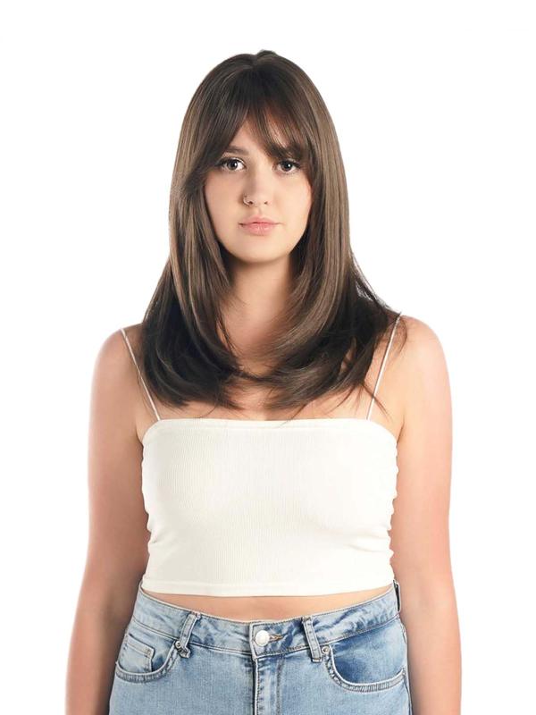 JBEXTENSION 22 Inch Long Straight Wigs for Women, Gorgeous Fluffy Wigs with Bangs, Synthetic Full Machine Wigs for Party, Daily Use New Hair 2024