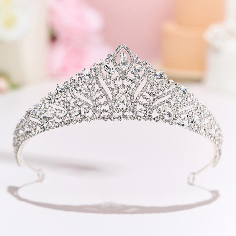 SWEETV Anastasia Tiaras and Crowns Women Wedding Tiara Bride Rhinestone Queen Crown, Silver Crystal Princess Headpieces Prom Costume Party